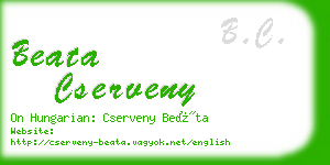 beata cserveny business card